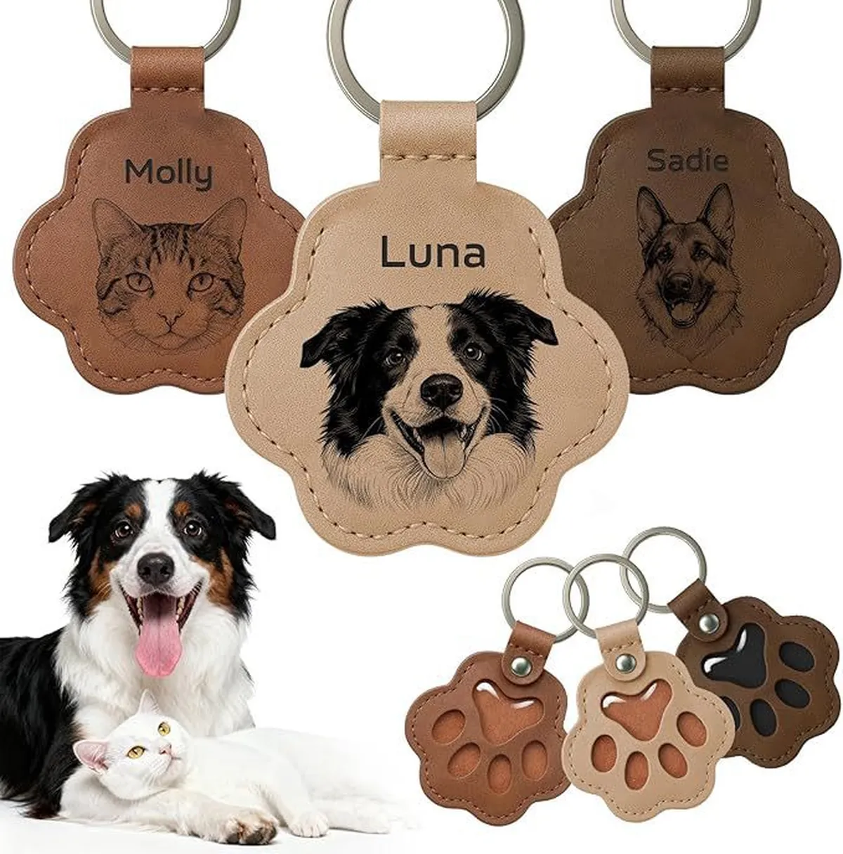 Leather Pet Fur Keepsake Keychain